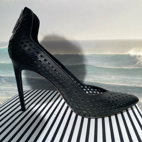 Rachel Zoe Callie Baby Calf Black Leather Heels - Picture 10 of 11